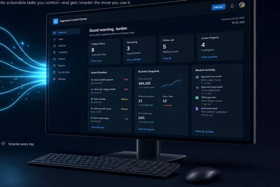 The Ingenious Control Center live business dashboard